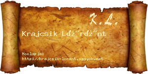 Krajcsik Lóránt névjegykártya